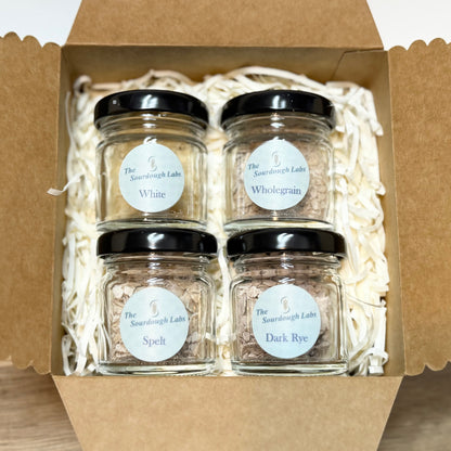 Dried Sourdough Starter Collection Gift Set (White, Wholegrain, Dark Rye & Spelt 4x5g)